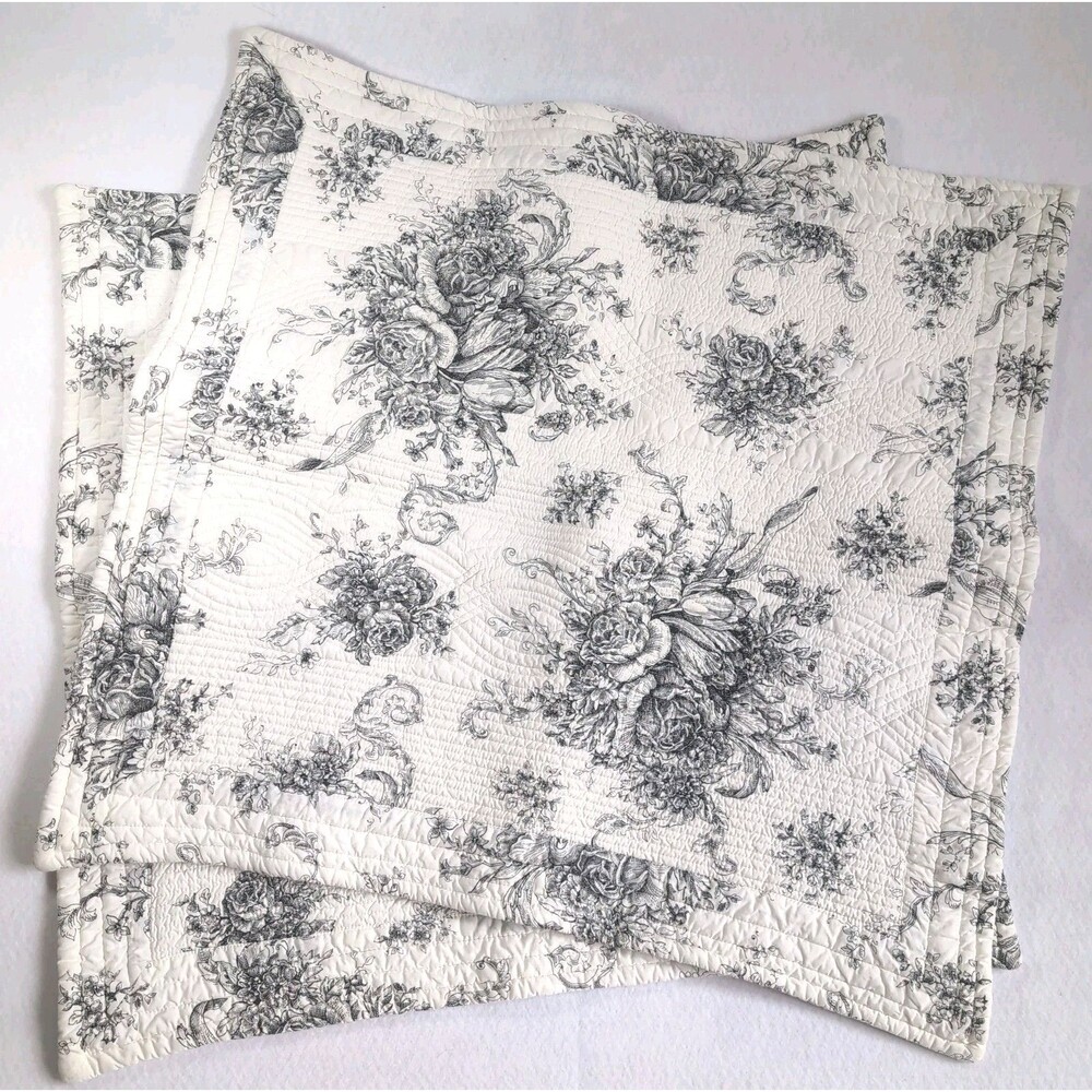 Mélange Home Black White Toile Large Euro Shams Set Of 2 Quilted French Country